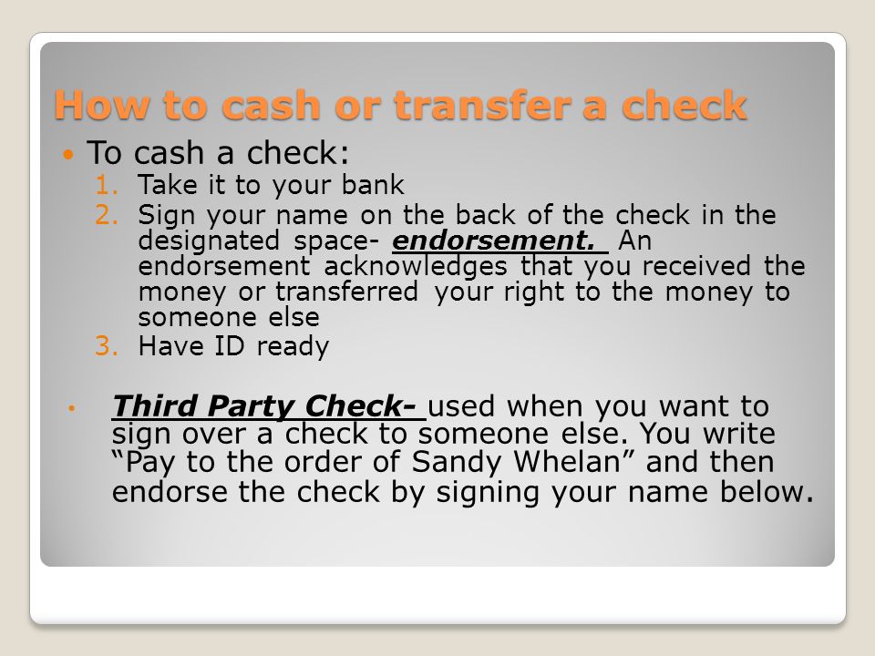 How to write a personal check over to someone else